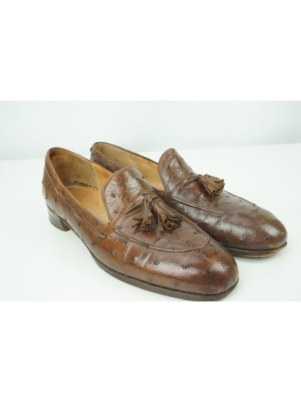 John Lobb Bourbon Bespoke Ostrich Quill Tassel Loafer Sz 7E